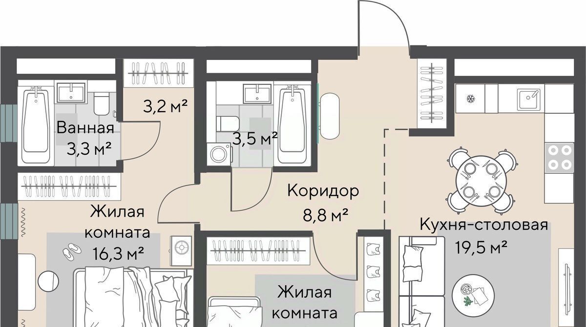 квартира г Екатеринбург Эльмаш ЖК Изумрудный Бор Проспект Космонавтов, жилрайон фото 1