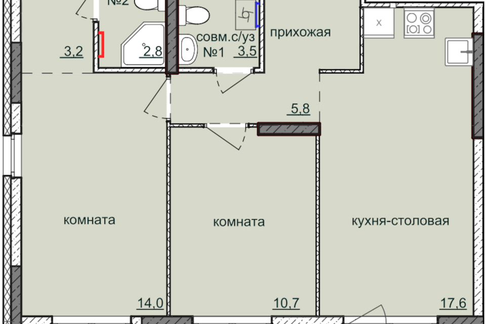 квартира г Ижевск р-н Индустриальный Культбаза ул 10 лет Октября 60б Ижевск городской округ, к 8 стр фото 1