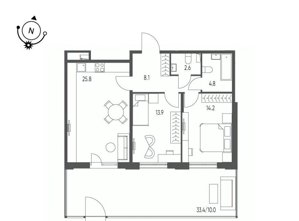 квартира г Омск р-н Кировский микрорайон Зелёная Река 13 фото 1