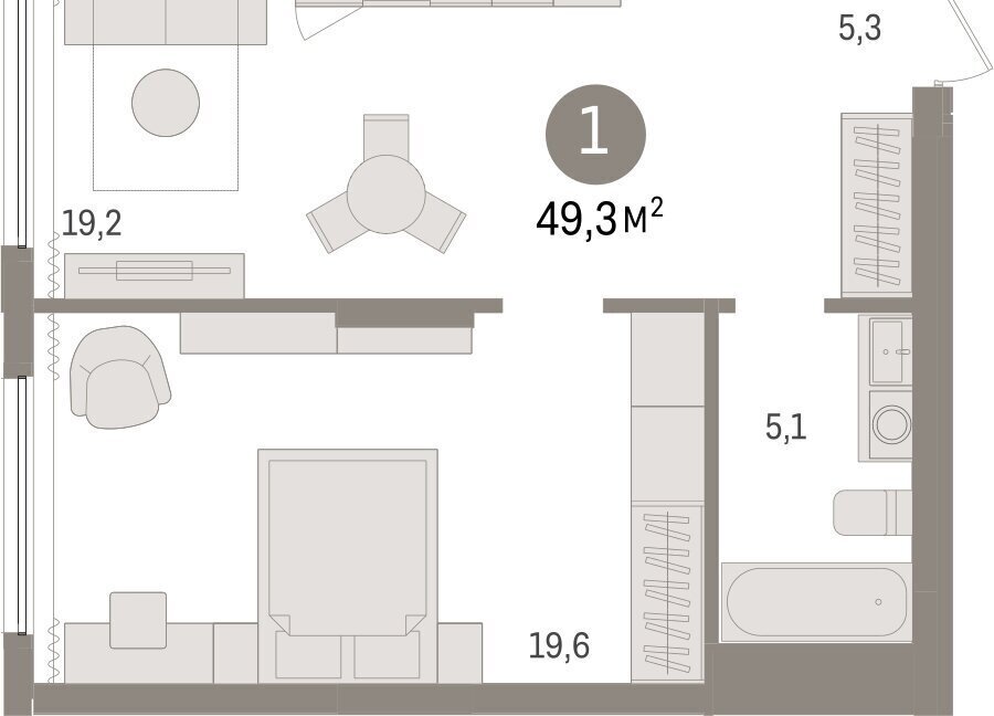 квартира г Омск Кварталы Драверта 1 Кировский АО фото 2