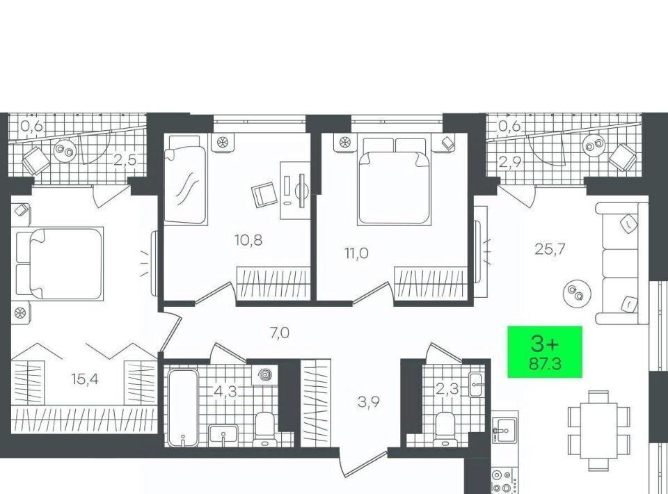 квартира г Тюмень р-н Калининский ул Николая Глебова 10 фото 1