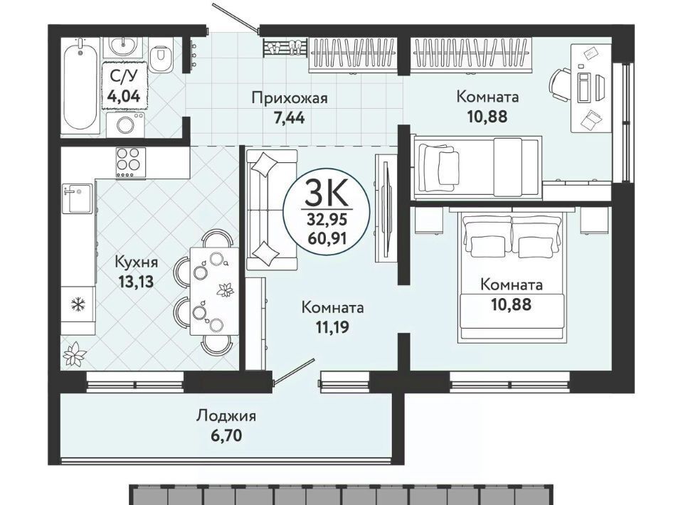 квартира г Новосибирск р-н Первомайский Студенческая ЖК «Одоевский» 4 фото 1