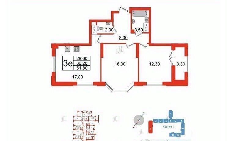 квартира г Санкт-Петербург метро Улица Дыбенко ул Дыбенко 3 фото 1