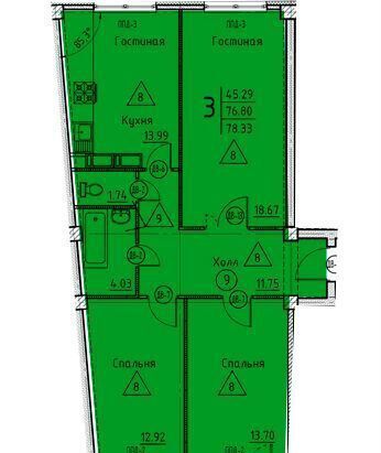 квартира г Пенза Пенза-4 ул Генерала Глазунова 11 ЖК «Арбековская застава» р-н Октябрьский фото 11