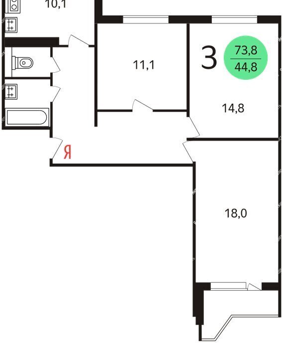 квартира г Балашиха мкр Ольгино ул Граничная 11/1 Ольгино фото 21