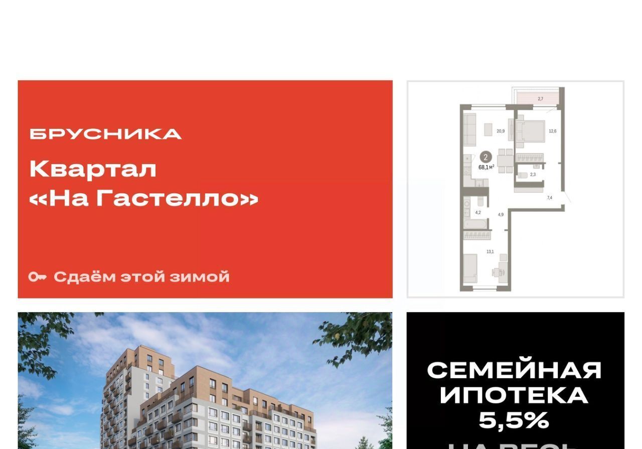 квартира г Тюмень р-н Калининский ул Молодогвардейцев 5к/1 фото 1