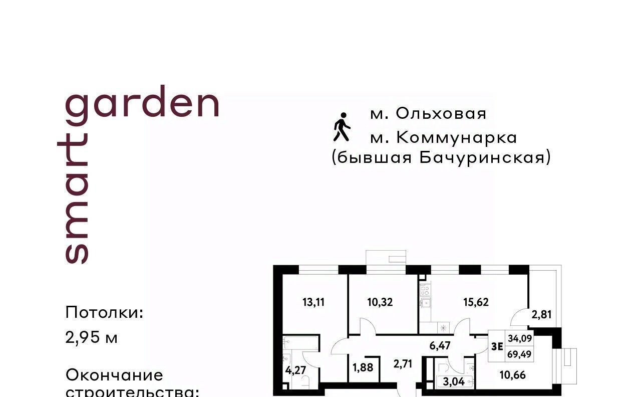 квартира г Москва п Сосенское п Газопровод метро Коммунарка Смарт Гарден жилой комплекс, 1 фото 1