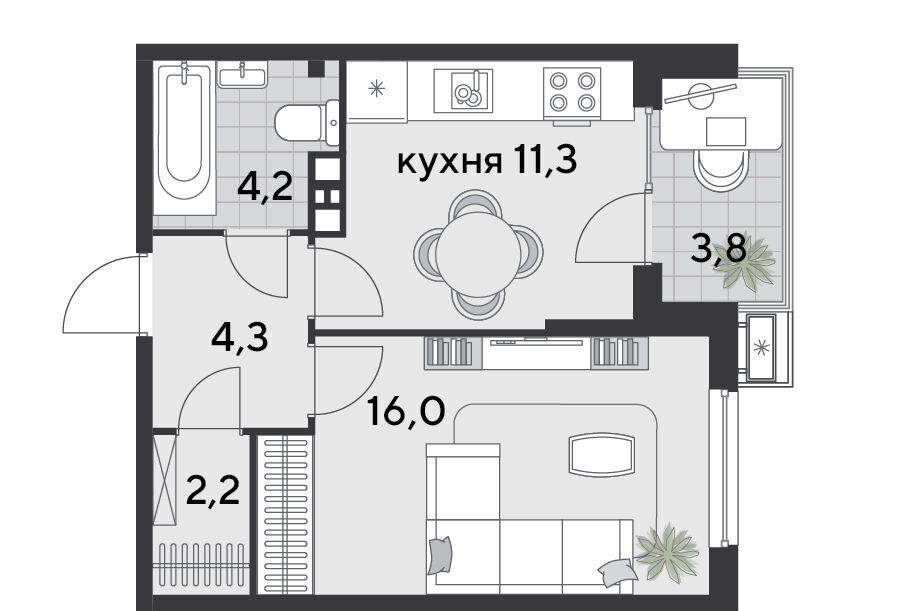 квартира г Краснодар р-н Прикубанский ЖК «Парк Победы» фото 3