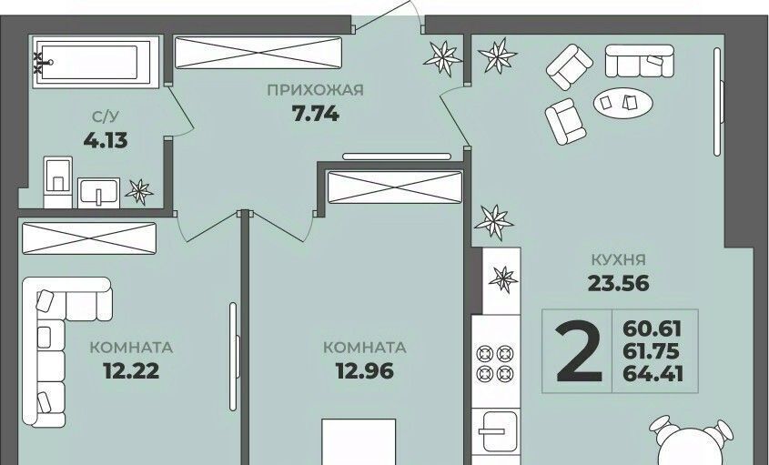 квартира г Калининград р-н Московский ул Генерала Толстикова 36к/2 фото 1