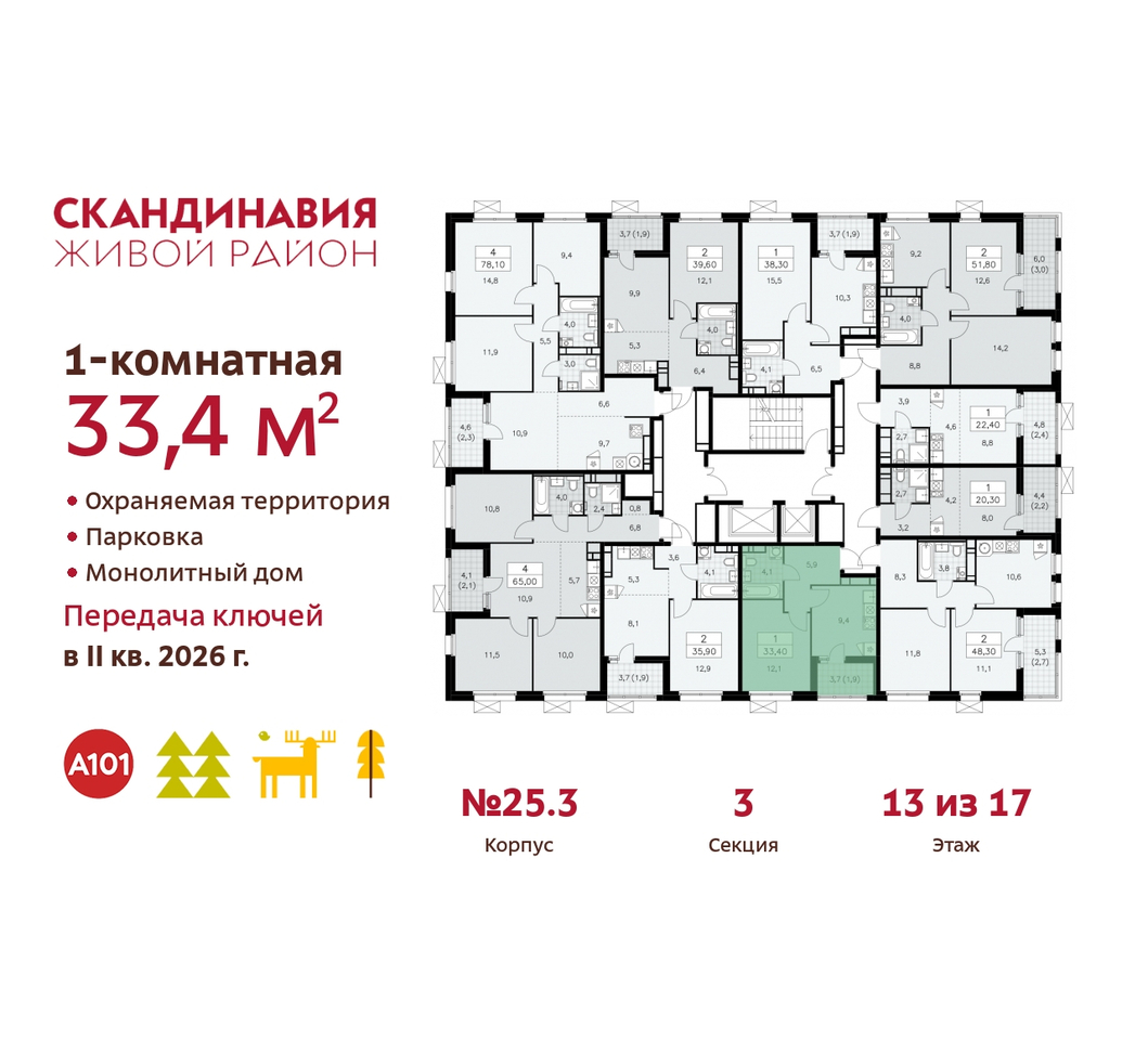 квартира г Москва п Сосенское жилой район «Скандинавия» б-р Скандинавский 25/3 Сосенское, Бутово фото 2