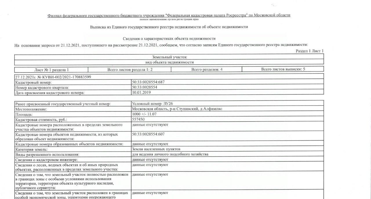 земля городской округ Ступино д Алфимово ул Новоселов городской округ Ступино, Малино фото 1