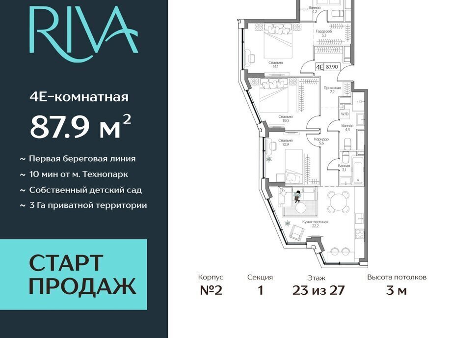 квартира г Москва метро Верхние Котлы жилой комплекс Дрим Рива фото 1