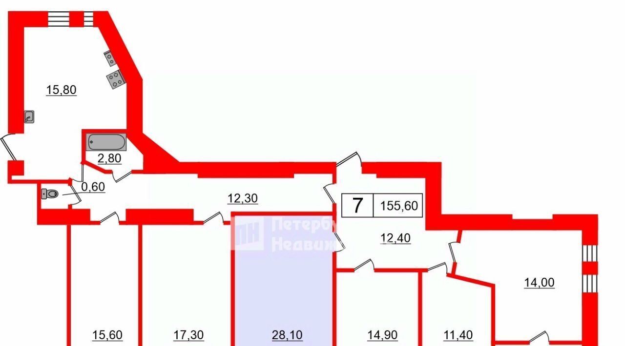 комната г Санкт-Петербург метро Чкаловская ул Ропшинская 19 фото 2