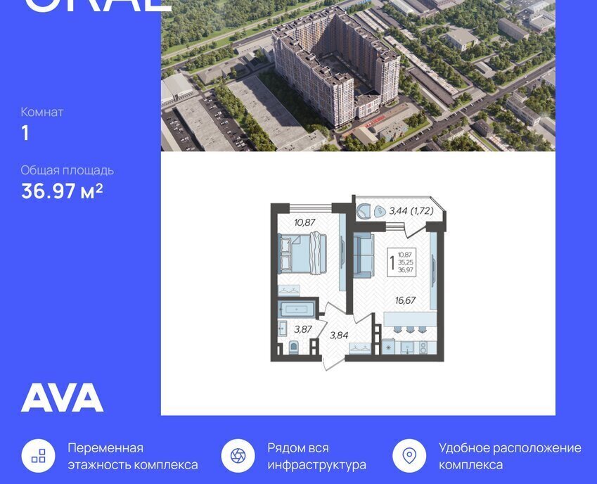 квартира г Краснодар ул Уральская 87/7 фото 1