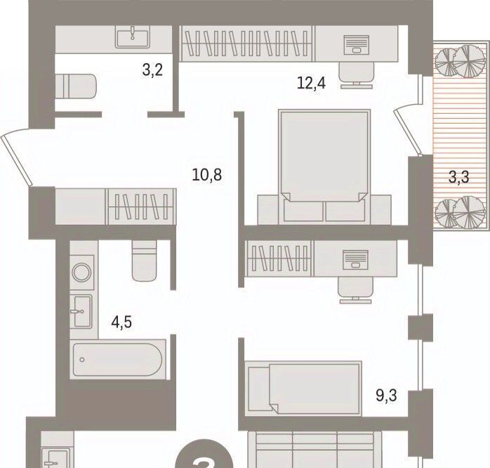 квартира г Сургут 35-й микрорайон ЖК квартал Новин 35-й фото 2