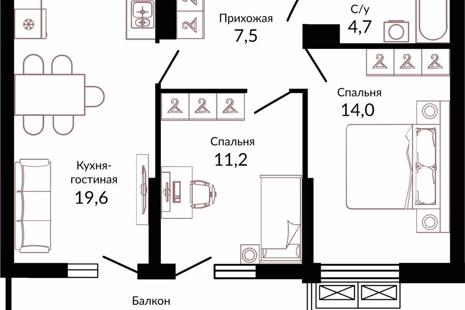 квартира г Краснодар Краснодар городской округ, Жилой комплекс Отражение фото 1