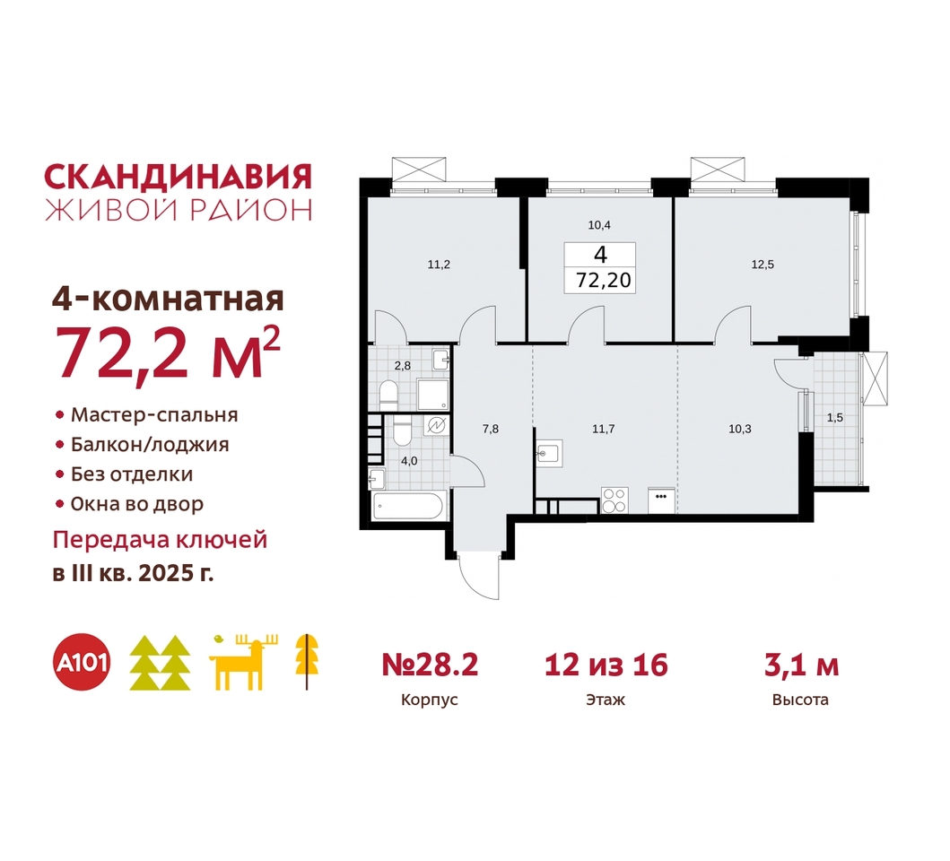 квартира г Москва п Сосенское жилой район «Скандинавия» Сосенское, жилой комплекс Скандинавия, 28. 2, Бутово фото 1