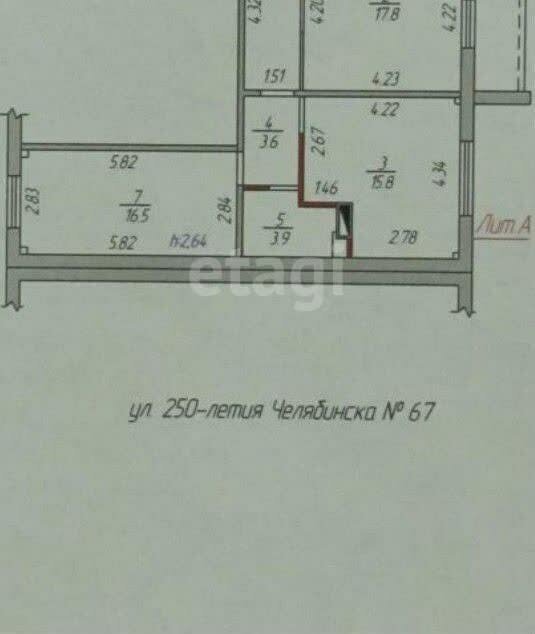 квартира г Челябинск р-н Центральный улица 250-летия а, 67 фото 3