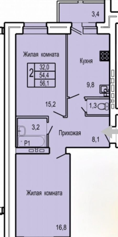 квартира г Орел р-н Северный ул Родзевича-Белевича 5 ЖК «Северная звезда» фото 2