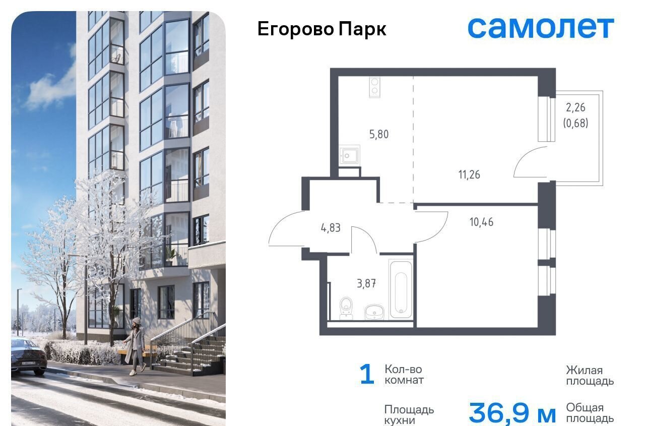 квартира городской округ Люберцы рп Томилино Томилино, ЖК «Егорово Парк», корп. 3. 1 фото 1