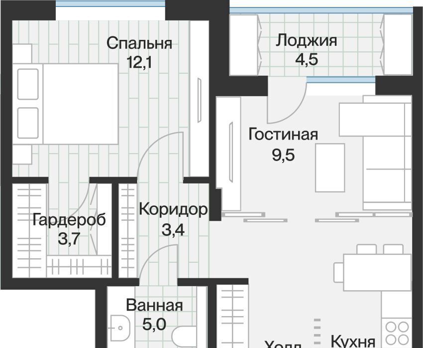 квартира г Тюмень р-н Калининский ул Игоря Комиссарова 25 фото 4