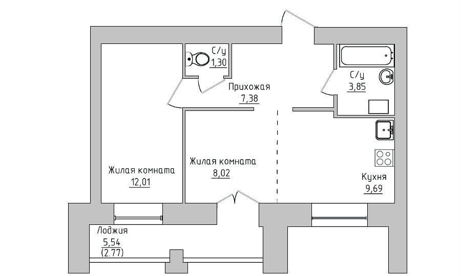 квартира г Череповец р-н Зашекснинский ул Рыбинская 33б ЖК «ГринВилль» фото 12