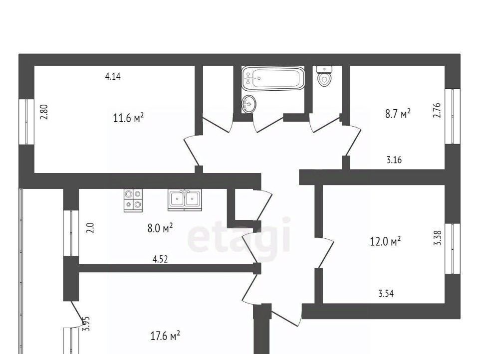 квартира г Калуга р-н Московский ул Московская 295к/1 фото 2