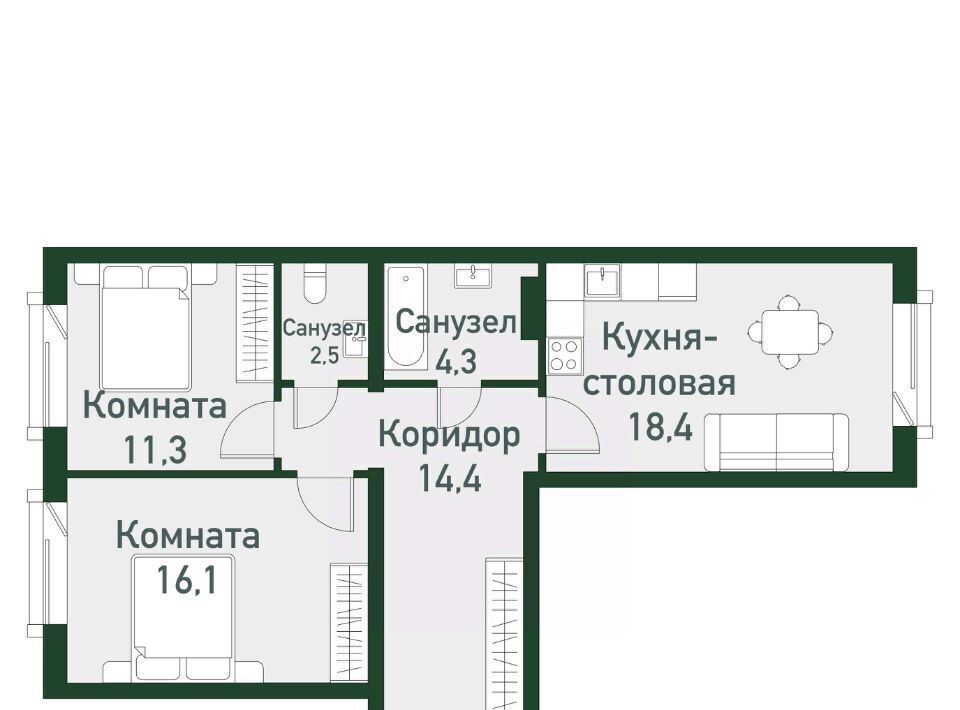 квартира г Челябинск Западный ул Кременкульская 30 Привилегия мкр фото 1
