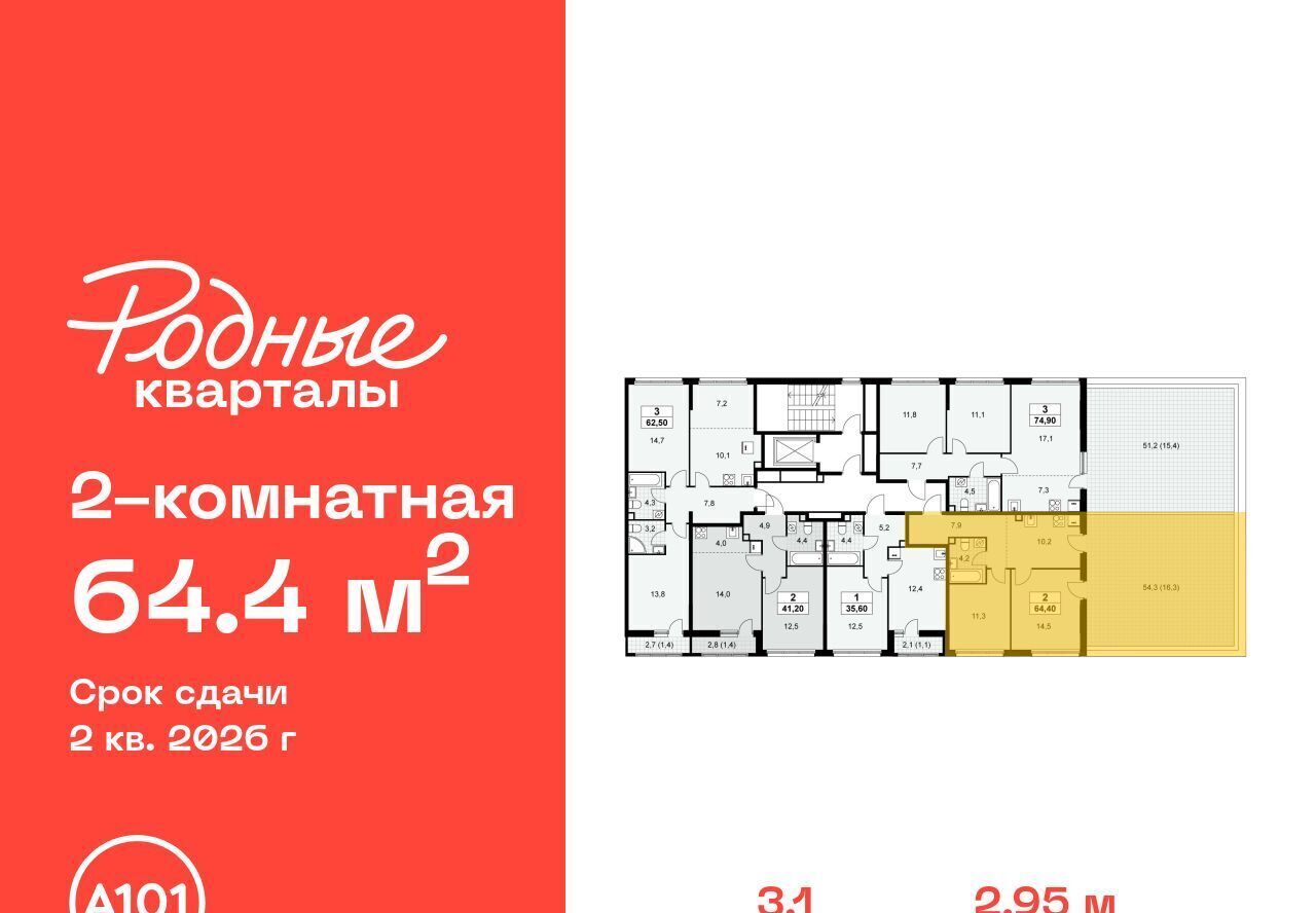 квартира г Щербинка ЖК «Родные кварталы» 3/1 Филатов Луг фото 2