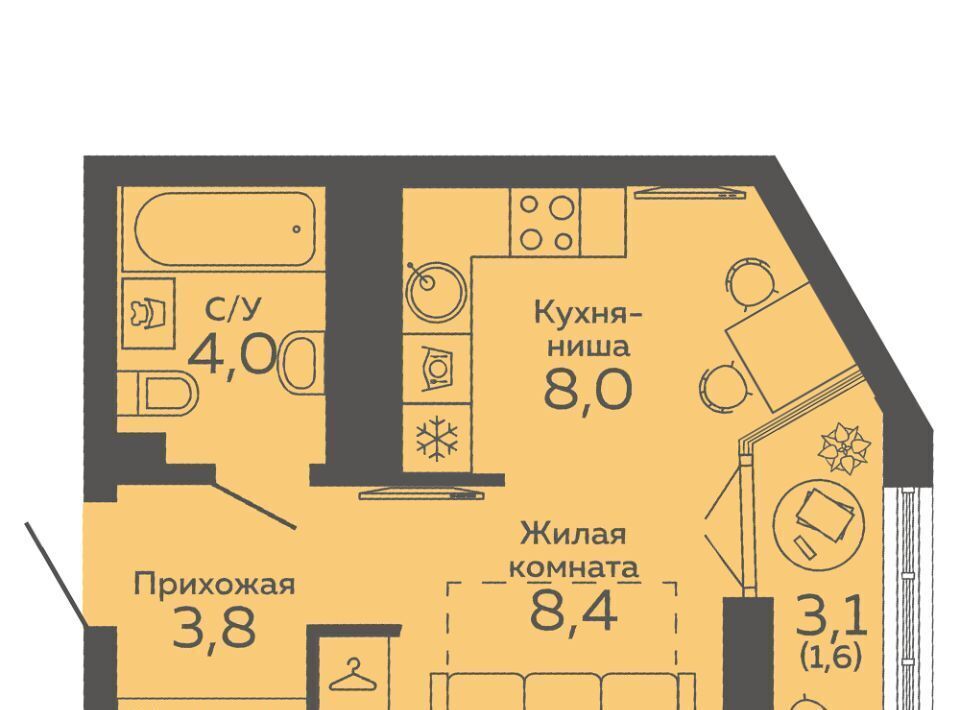квартира г Екатеринбург р-н Чкаловский Чкаловская ул 8 Марта 204к/8 фото 1