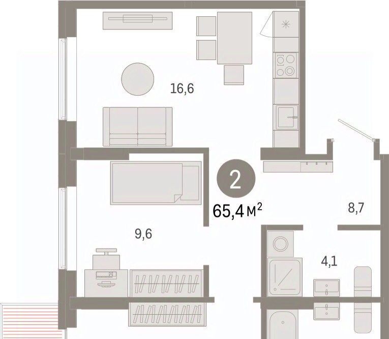 квартира г Омск р-н Кировский Кварталы Драверта 3 фото 2