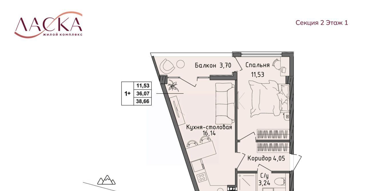 квартира г Алушта п Семидворье ЖК «Ласка» фото 1
