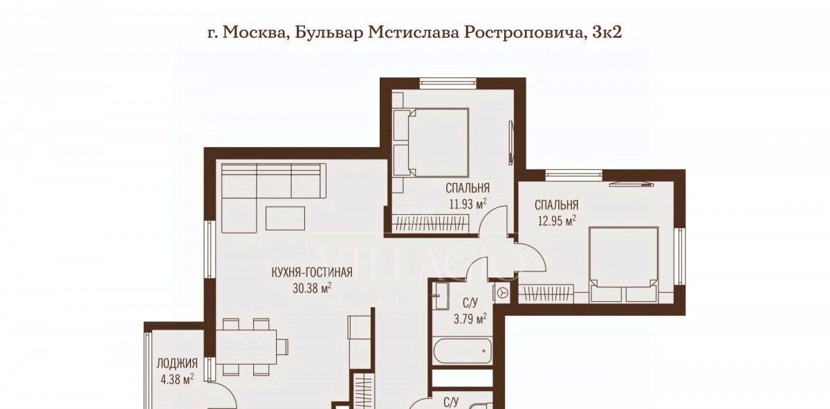 квартира г Видное бул. Мстислава Ростроповича, 3к 2, Бульвар Дмитрия Донского фото 1