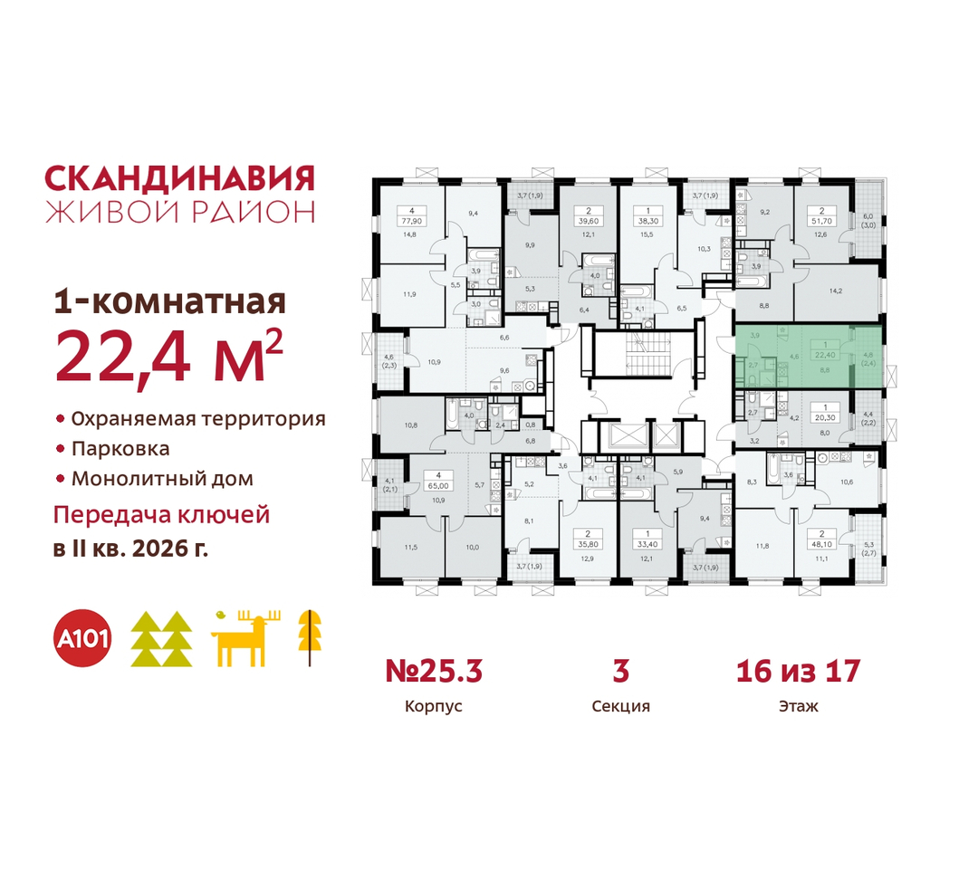 квартира г Москва п Сосенское жилой район «Скандинавия» б-р Скандинавский 25/3 Сосенское, Бутово фото 2