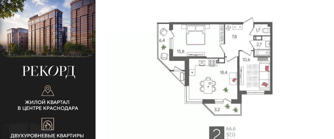 квартира г Краснодар р-н Карасунский ул Новороссийская 88 фото 1