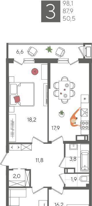 квартира г Краснодар р-н Карасунский ул Новороссийская 88 фото 3