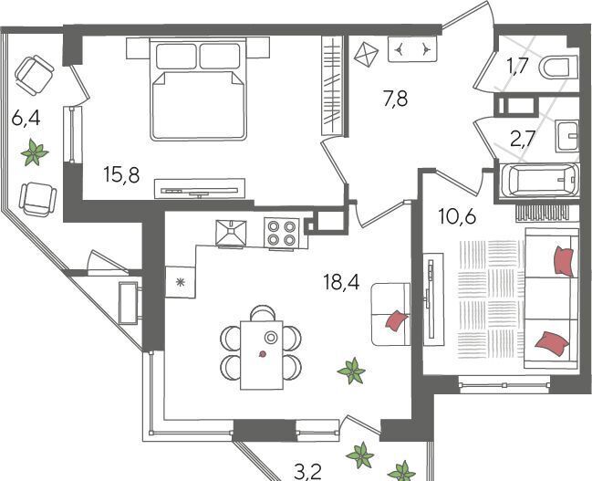 квартира г Краснодар р-н Карасунский ул Новороссийская 88 фото 3