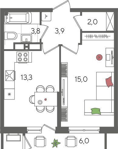 квартира г Краснодар р-н Карасунский ул Новороссийская 88 фото 3