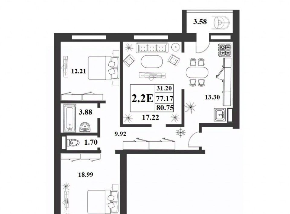квартира г Великий Новгород 2-й кв-л фото 1