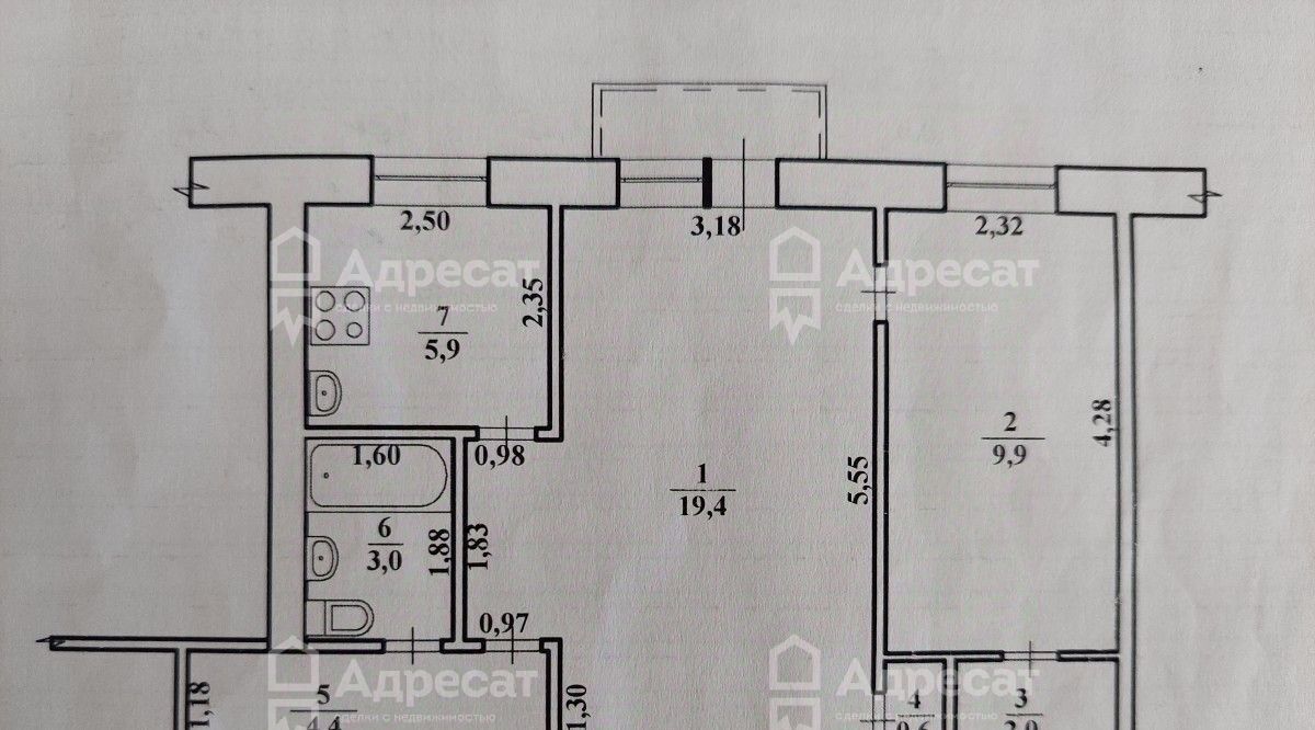 квартира г Волгоград р-н Кировский ул 64-й Армии 28 фото 5