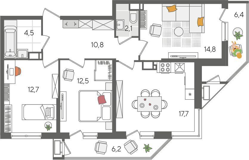 квартира г Краснодар р-н Карасунский ул Новороссийская 102/8к 5 ЖК «Рекорд» фото 3