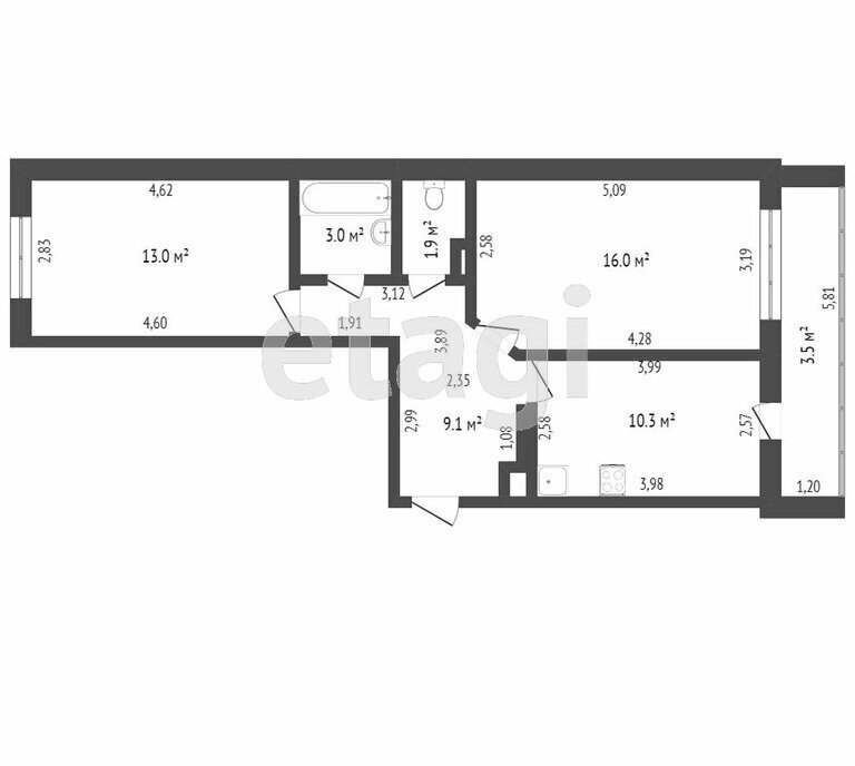 квартира г Набережные Челны Замелекесье 20-й микрорайон, 2 фото 1