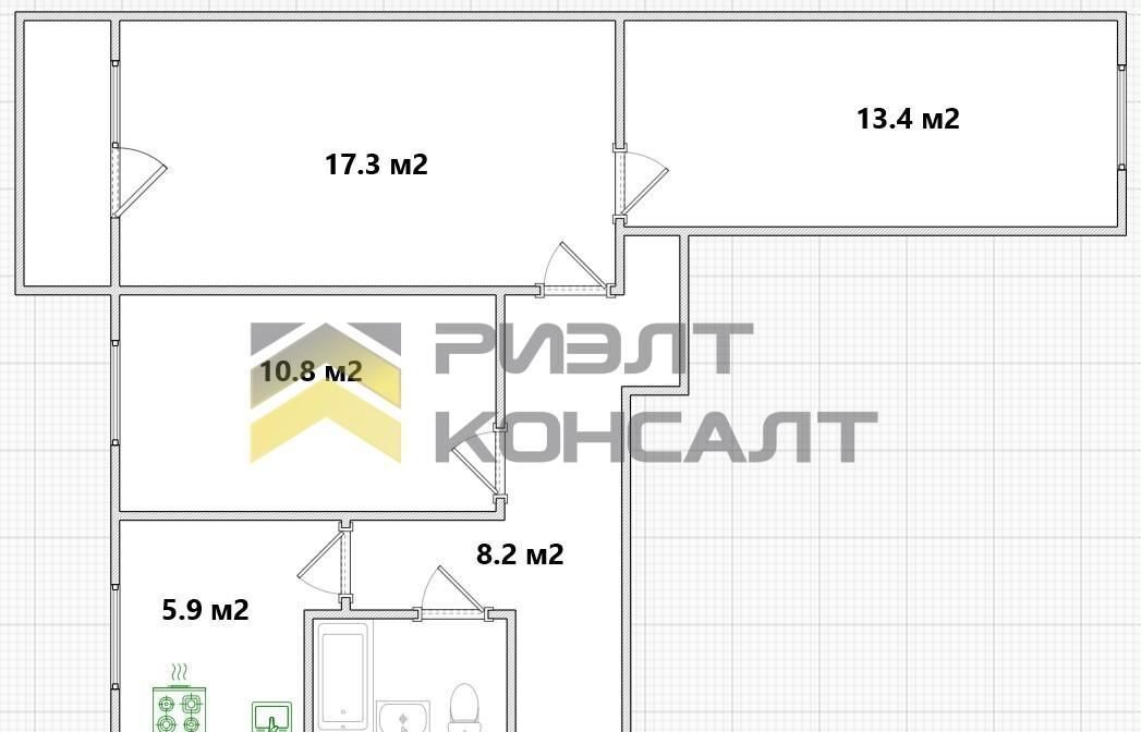 квартира г Омск р-н Советский ул Бородина 46а мкр-н Заозёрный фото 14