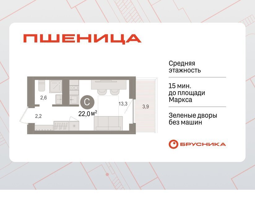 квартира р-н Новосибирский рп Краснообск жилой район «Пшеница» Речной Вокзал фото 1