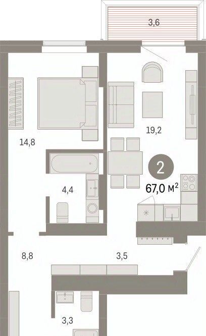 квартира г Омск р-н Кировский ул. Б. Г. Шаронова, 9 фото 3