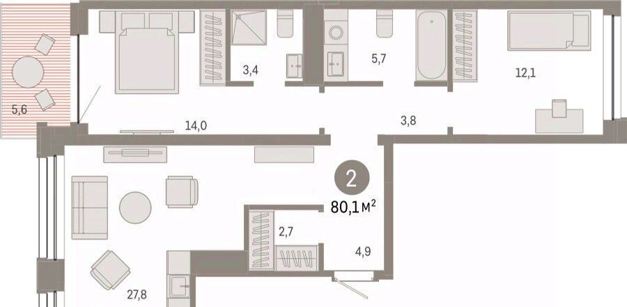 квартира г Тюмень р-н Центральный ул Муравленко 9/2 фото 3