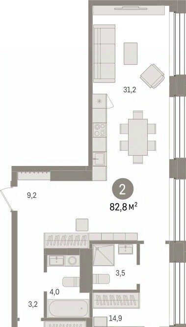 квартира г Тюмень р-н Центральный ул Муравленко 9/2 фото 3