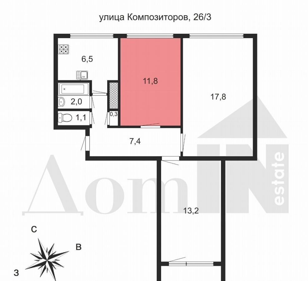 комната г Санкт-Петербург метро Парнас ул Композиторов 26/3 фото 1