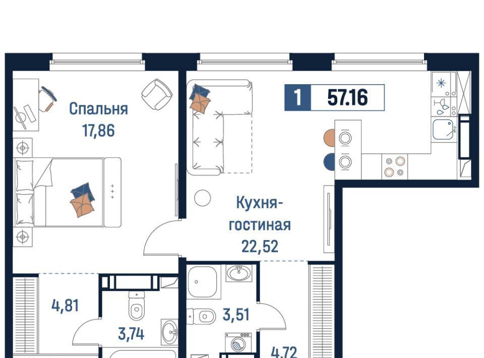 квартира р-н Всеволожский г Мурино Девяткино фото 1