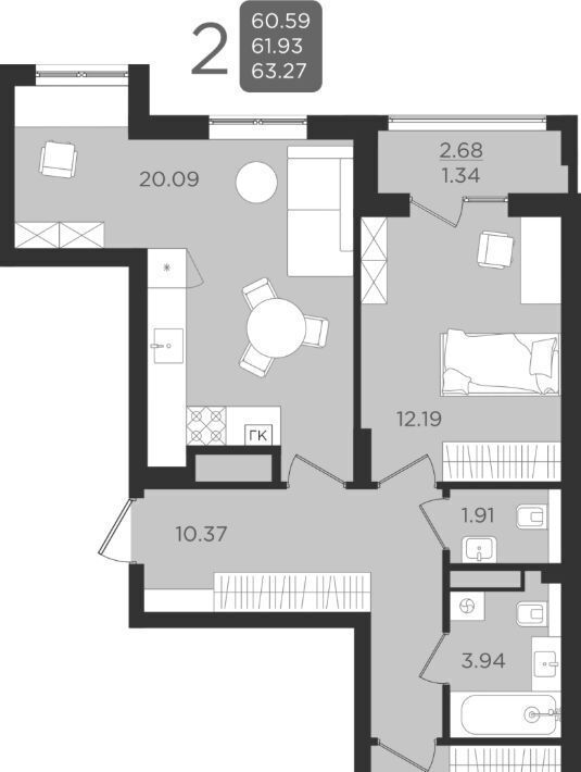 квартира г Калининград р-н Ленинградский ул Старшины Дадаева 55к/2 фото 1